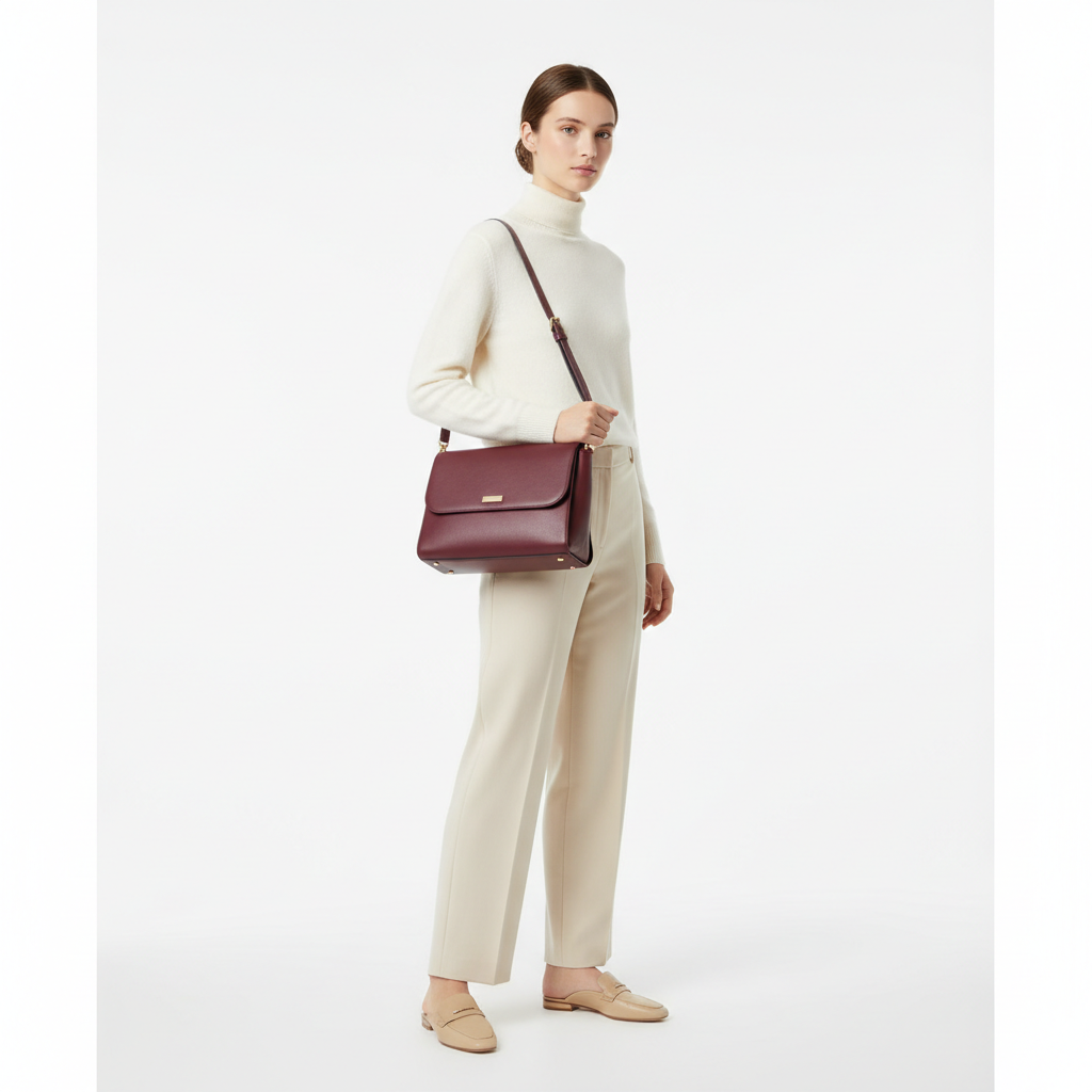 Daily Essentials Bag – Burgundy Wine – Model