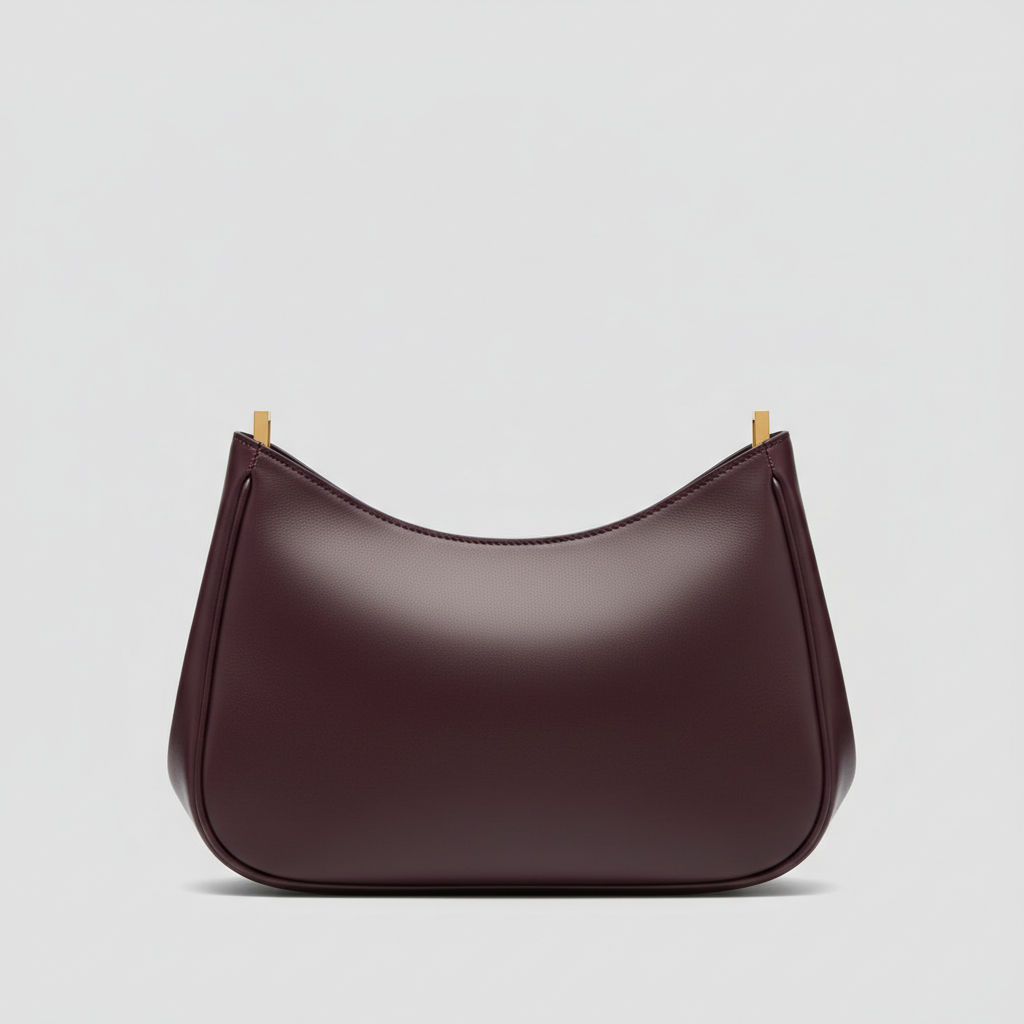 Heritage Curve luxury curved handbag in Deep Plum – front view