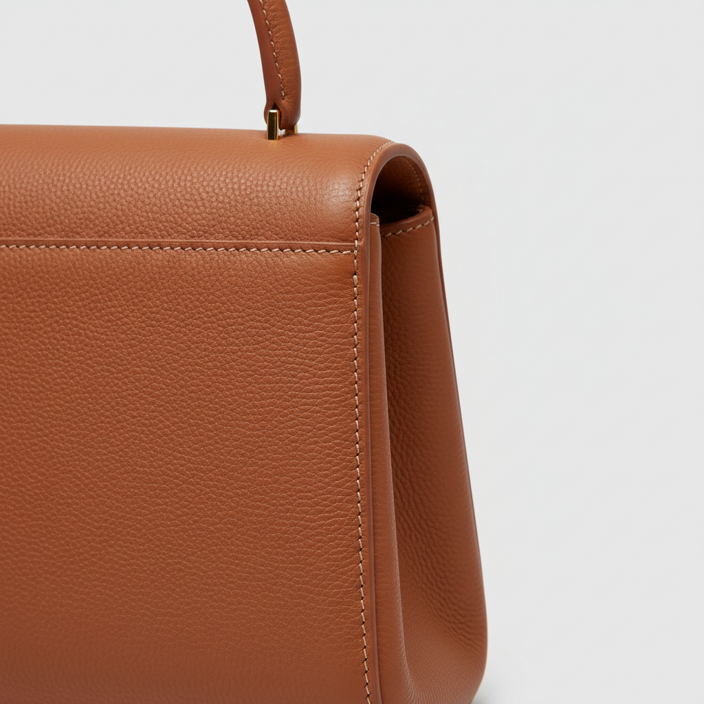 Modern Aura luxury handbag in Cinnamon Copper – leather detail close-up