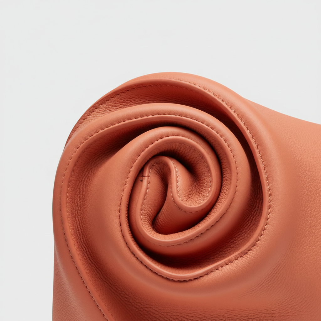 Luxe Motion in Coral Peach – Leather detail close-up