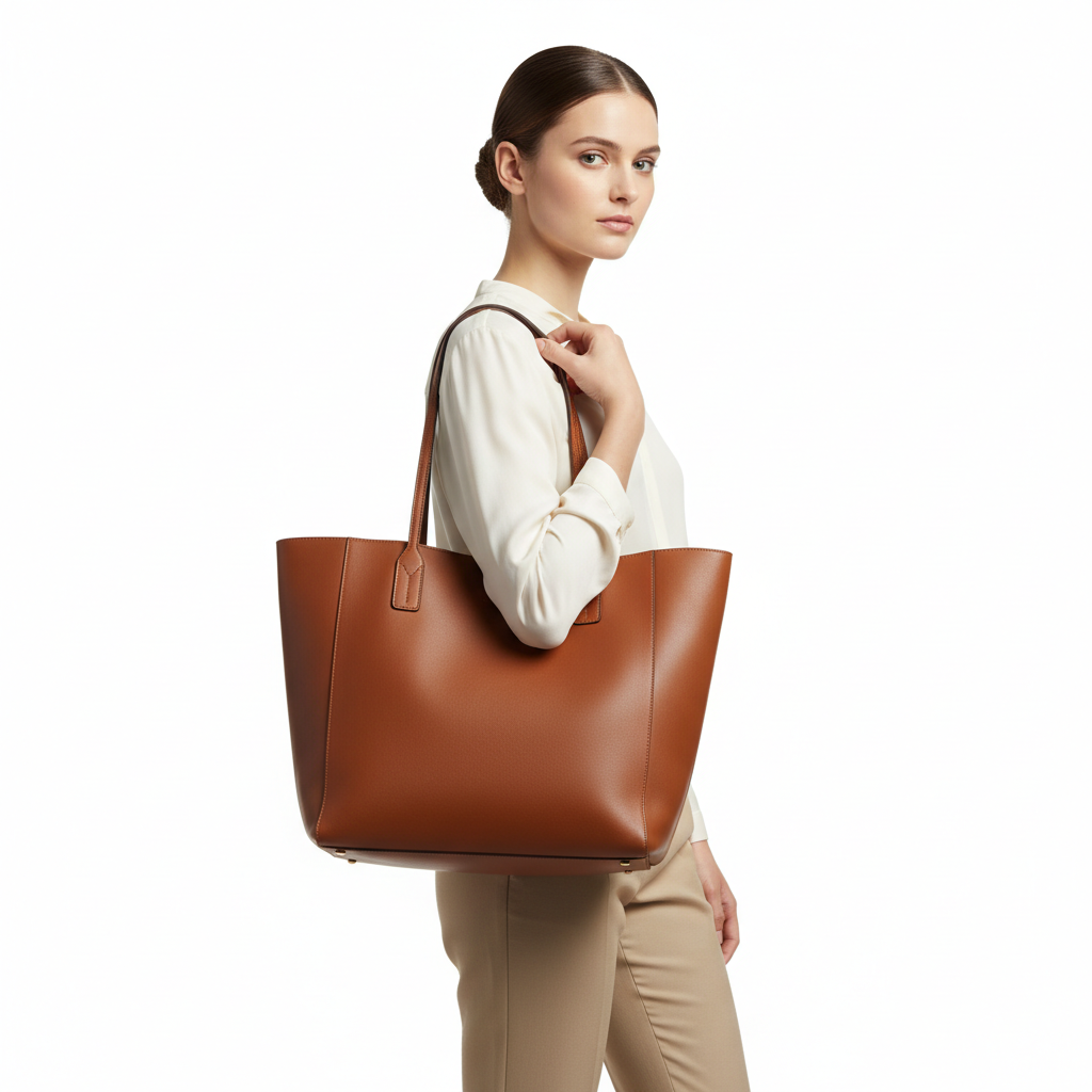 Everyday Shopper Tote – Cocoa Brown – Model