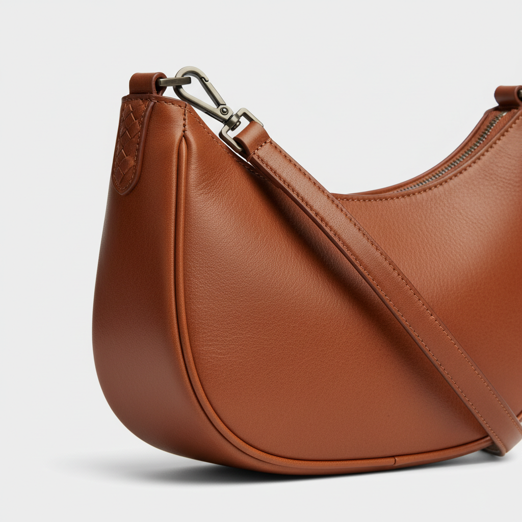 Refined Curve in Burnt Sienna – Leather detail close-up