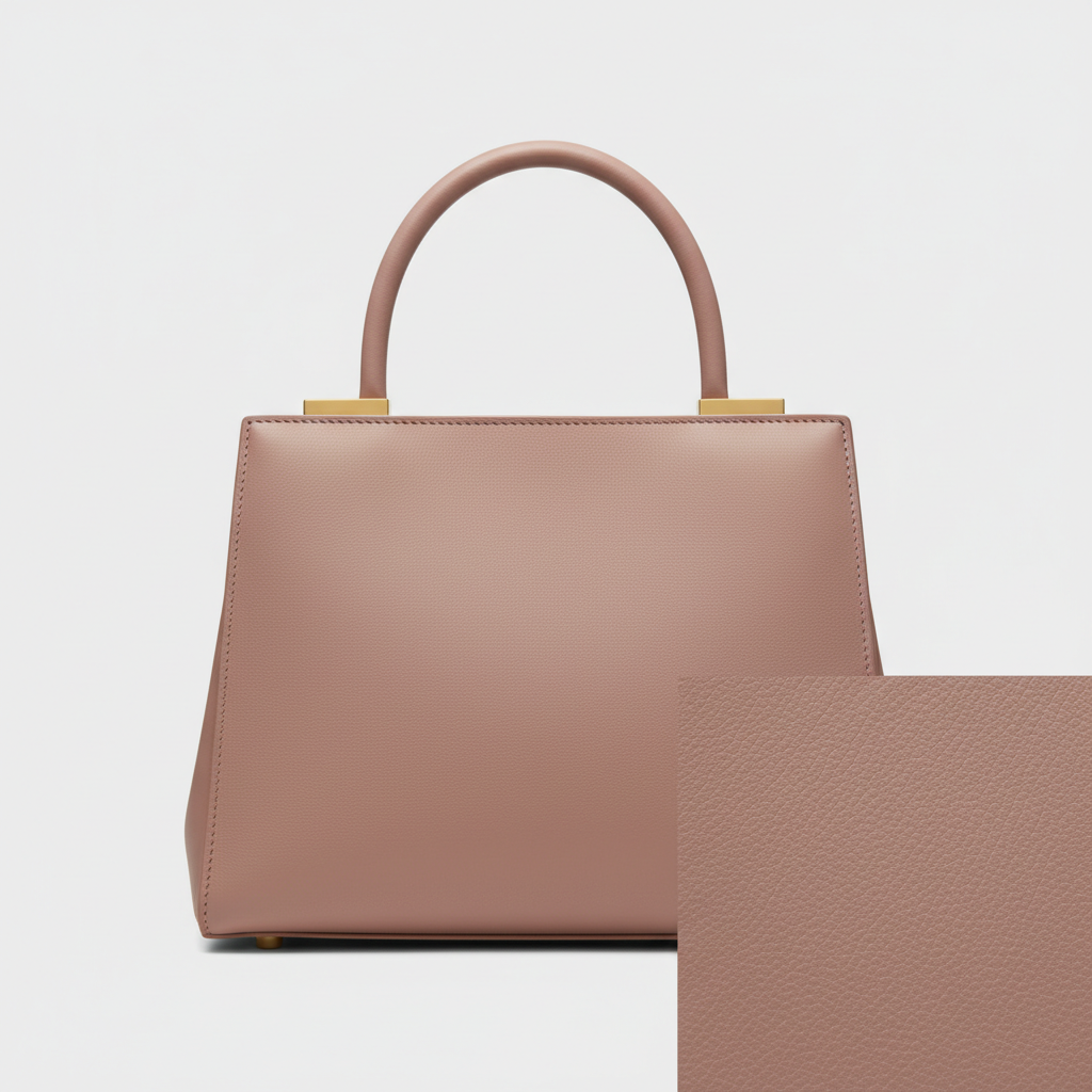 Modern Aura luxury handbag in Rose Mauve – leather detail close-up