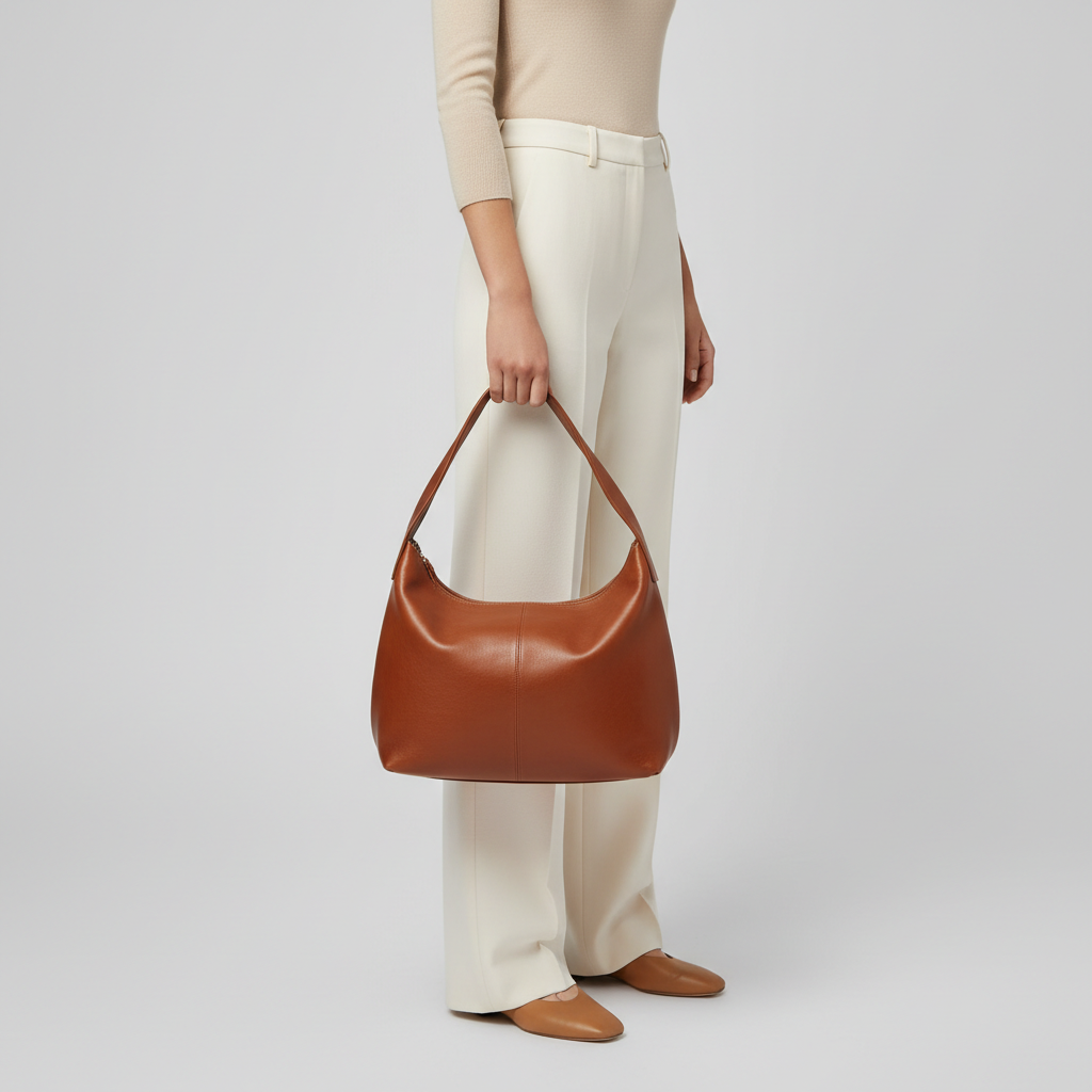 Female model carrying Daily Essentials Bag in Cinnamon Copper