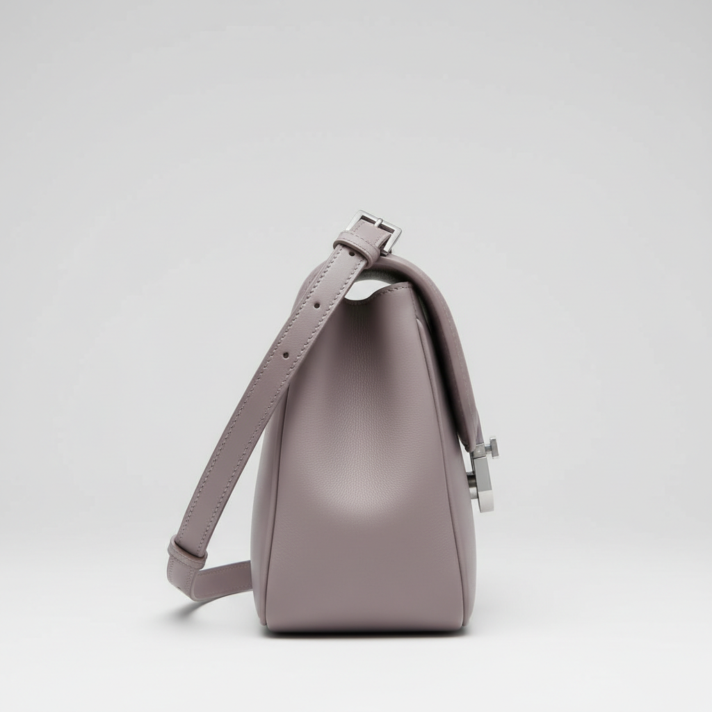 Luxe Harmony luxury shoulder bag in Lavender Grey - side view