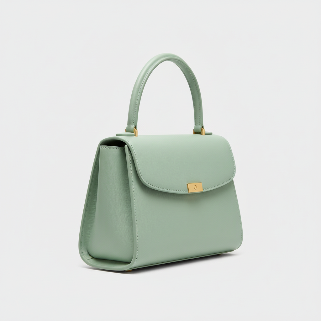 Modern Aura luxury handbag in Mint Green – side view