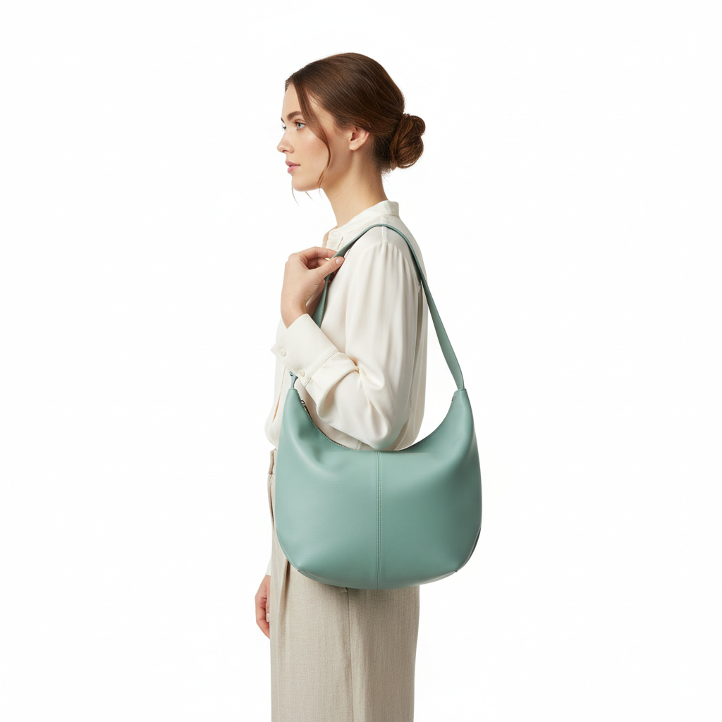 Smooth Flow Hobo Bag – Ocean Mint – Model
