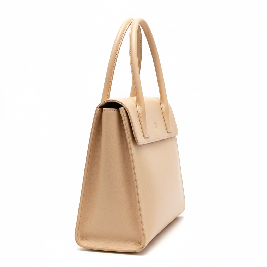 Vintage Leather Tote – Champagne Cream – Side View