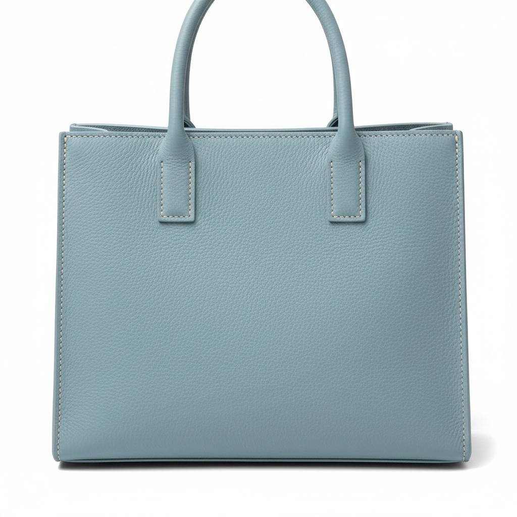 Vintage Leather Tote – Ice Blue – Leather Detail