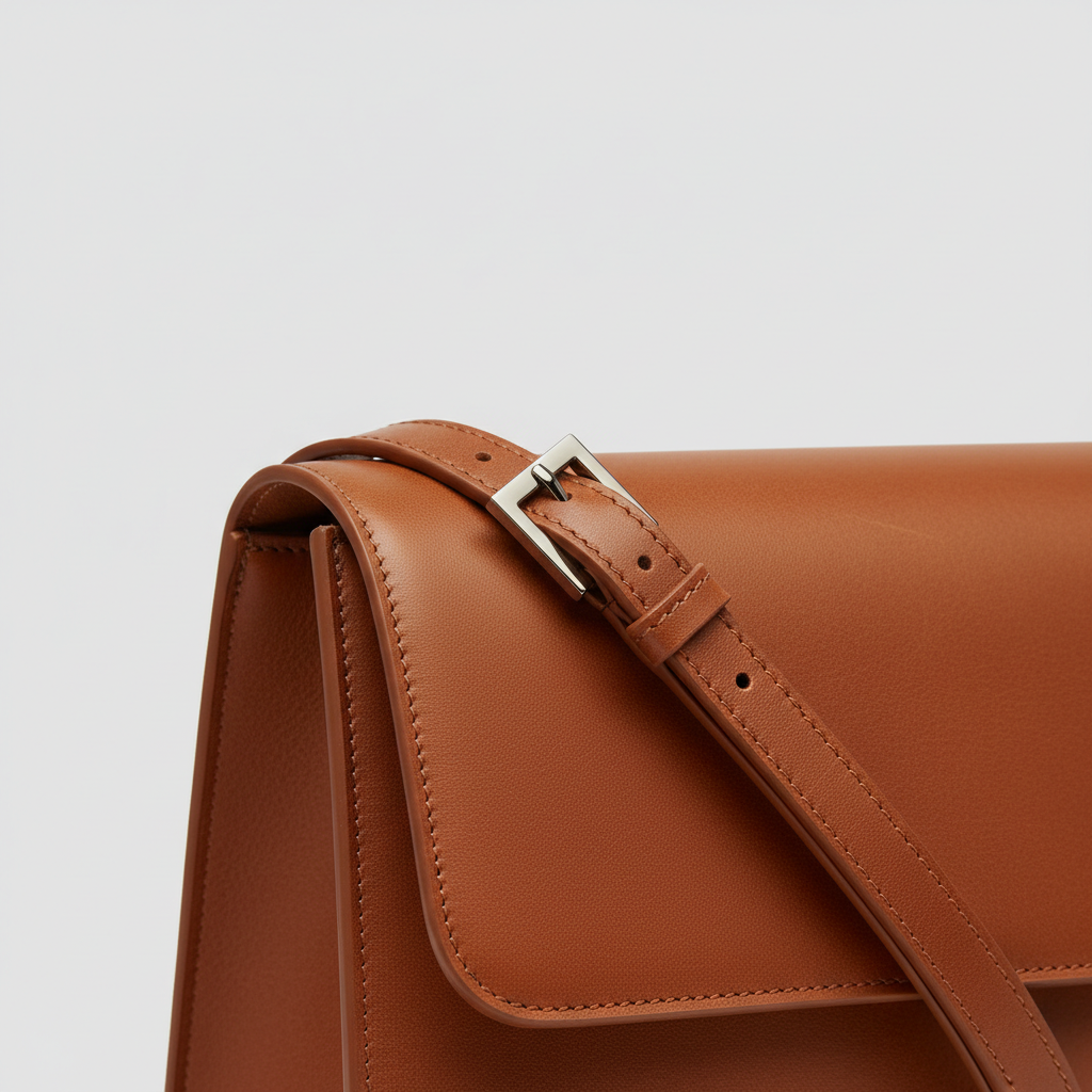 Sophisticated Knot shoulder bag in Cinnamon Copper - leather detail close-up