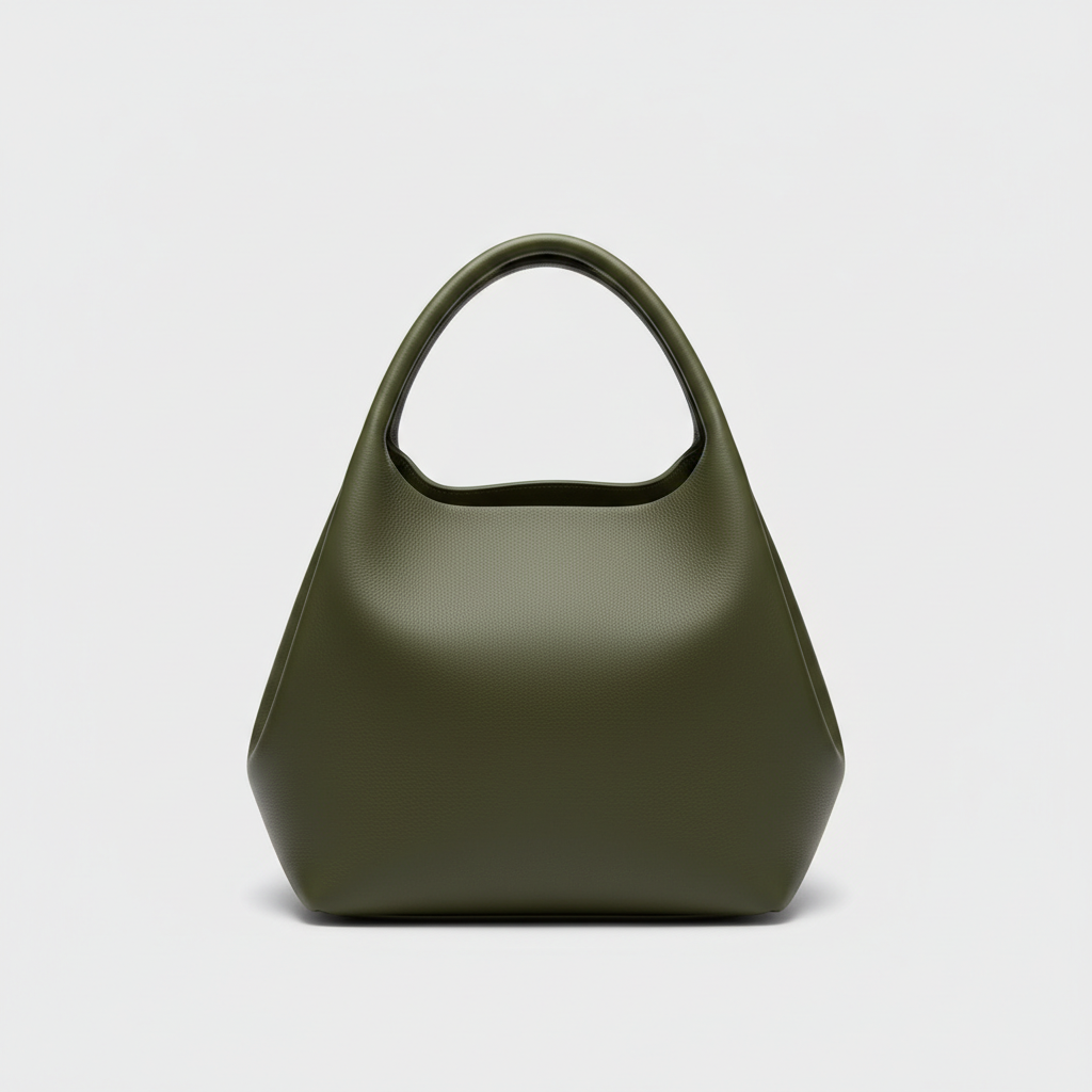 Graceful Carry premium leather tote bag in Forest Olive - front view