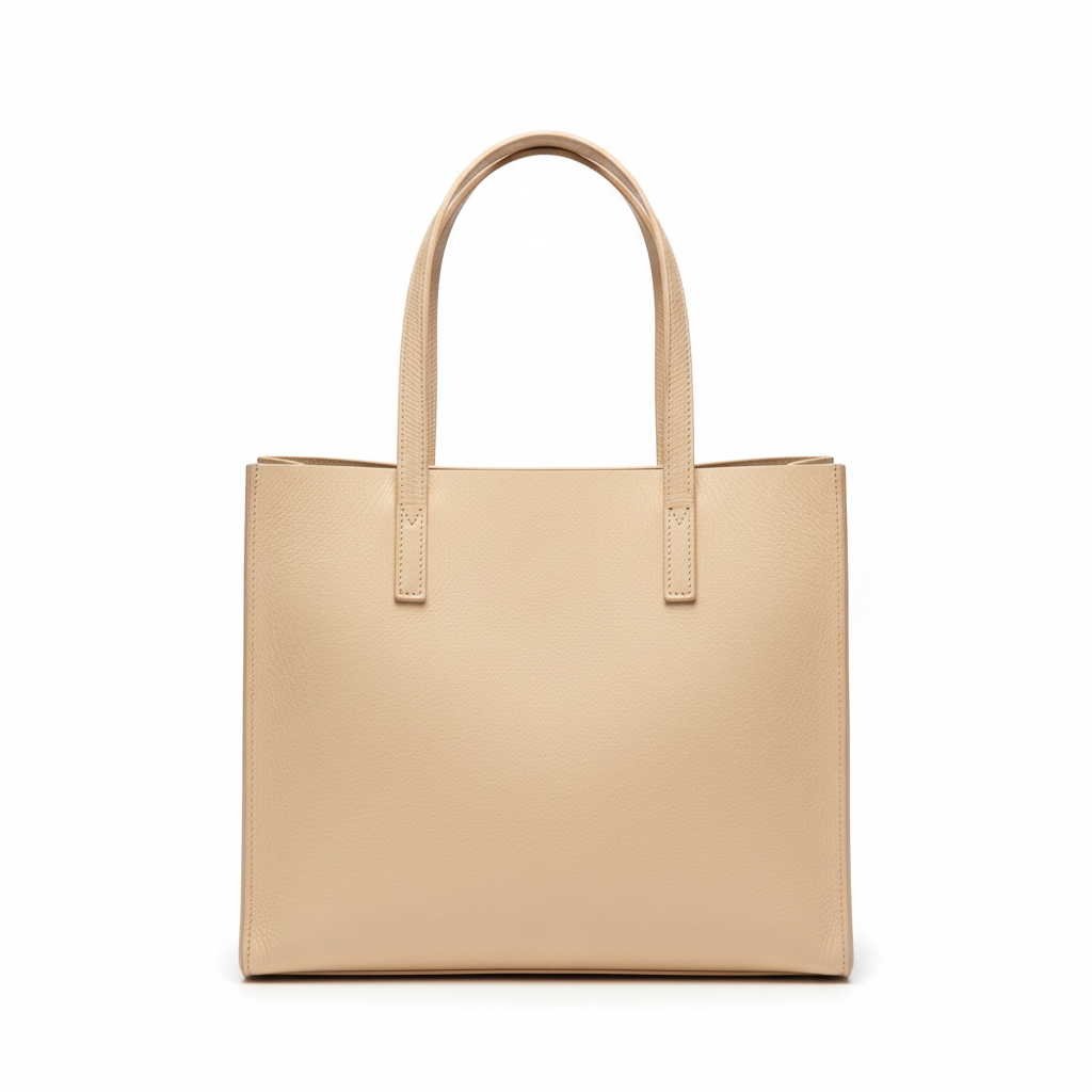 Vintage Leather Tote – Champagne Cream – Front View
