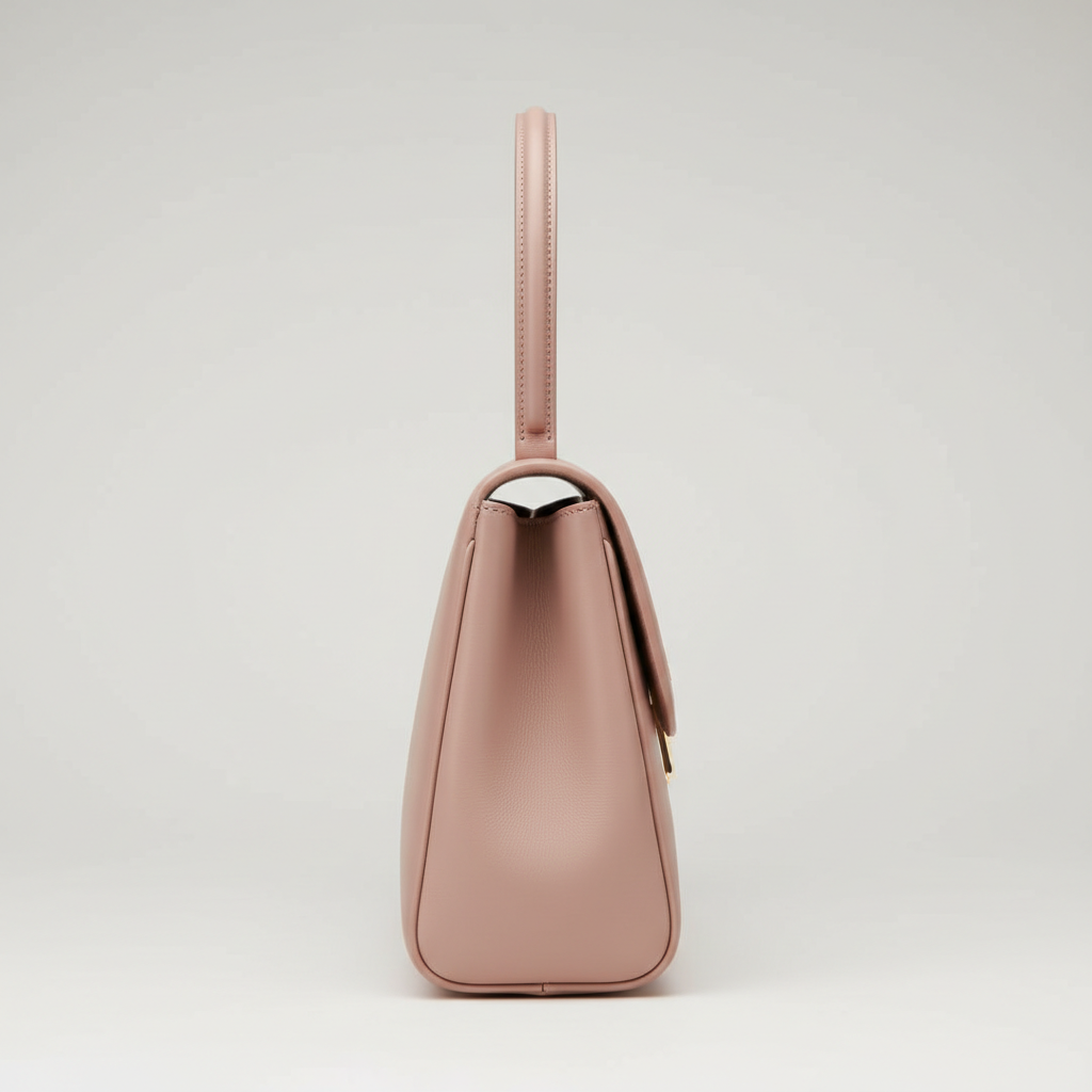 Modern Aura luxury handbag in Rose Mauve – side view