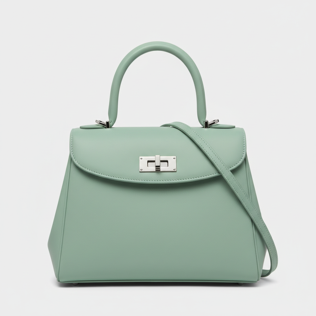 Modern Aura luxury handbag in Mint Green – front view