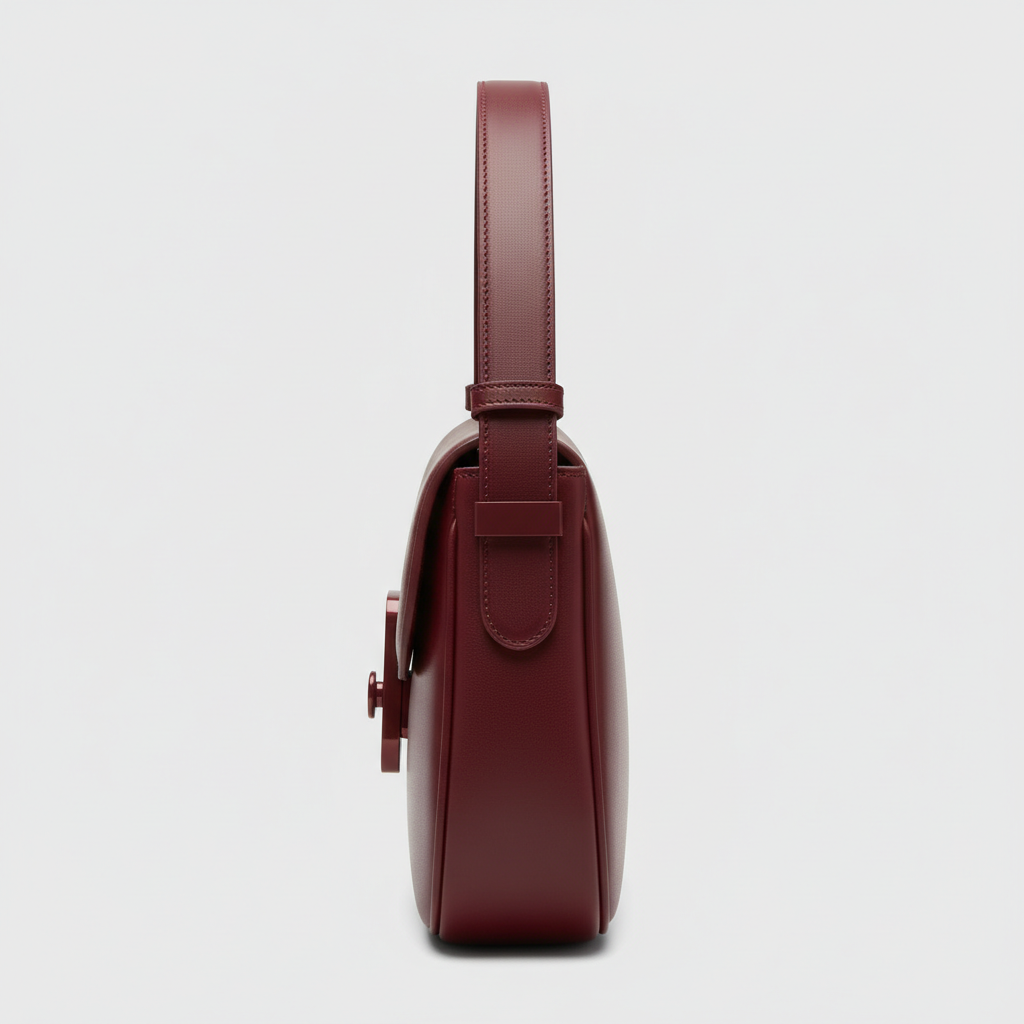 Serene Curve curved shoulder bag in Burgundy Red - side view