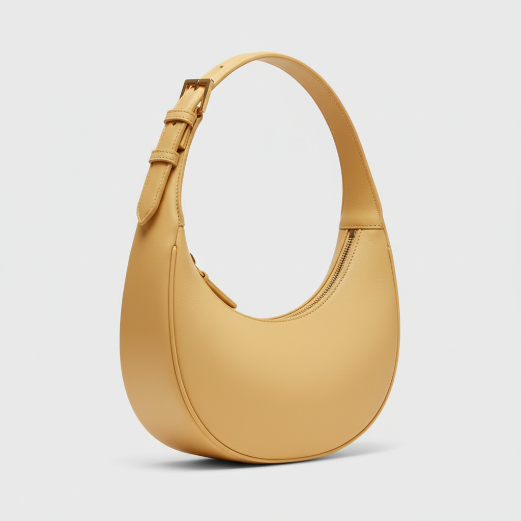 Graceful Gather crescent shoulder bag in Butter Yellow – side view