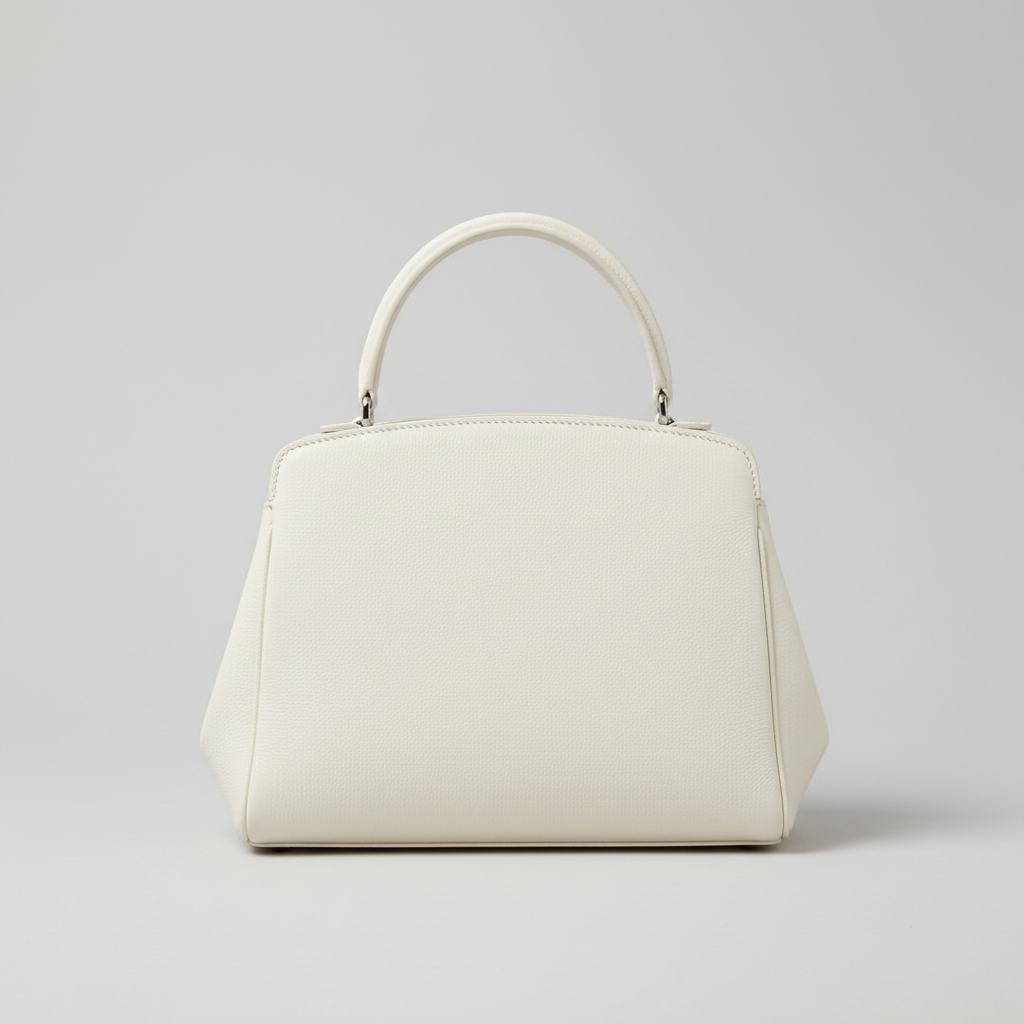 Heritage Curve luxury curved handbag in Frost White – hero view