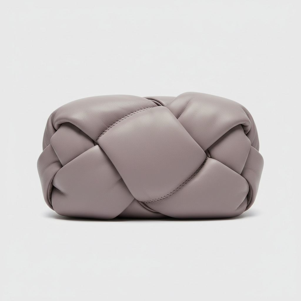 Stylish Fold woven leather handbag in Soft Lilac – weave detail close-up