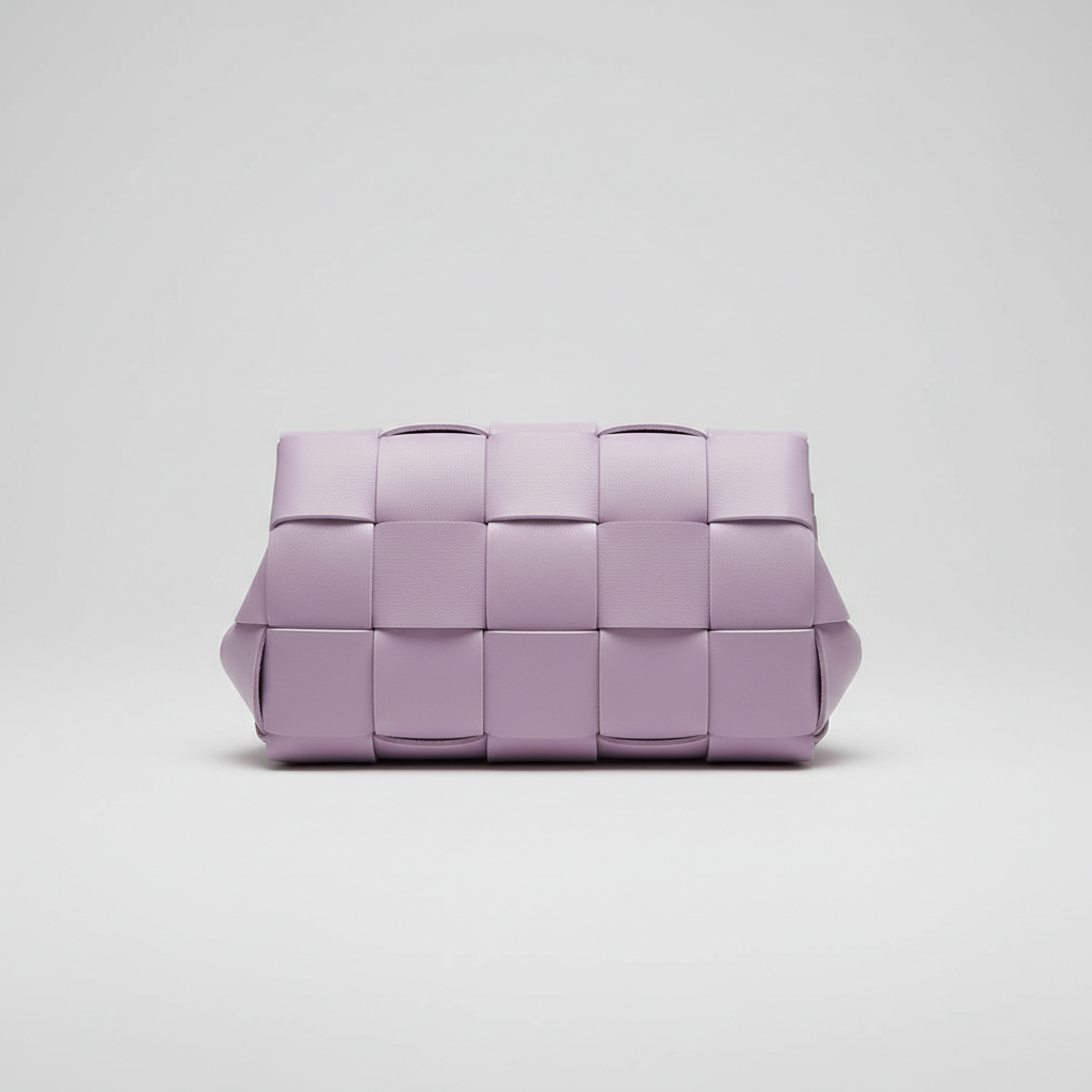 Stylish Fold woven leather handbag in Soft Lilac – hero view