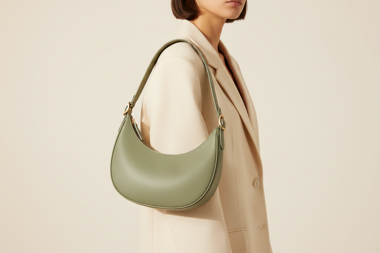 Luxury Minimalist Handbag Campaign – Sage Green